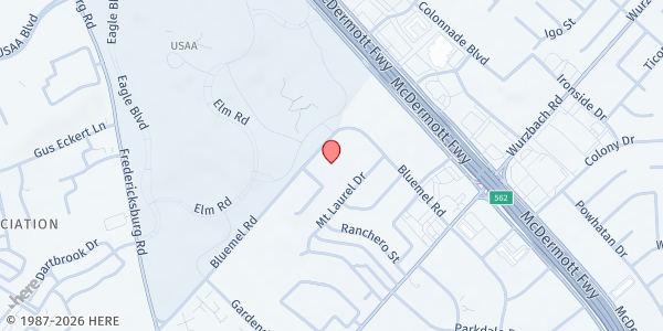 Map showing St. Francis Episcopal Church at 4242 Bluemel Rd., San Antonio, TX