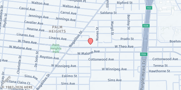 Map showing St. James Apostle Catholic Church - Food Pantry at 907 W. Theo Ave., San Antonio, TX