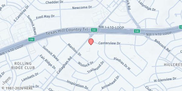 Map showing St. Luke Catholic Church at 4603 Manitou Dr., San Antonio, TX