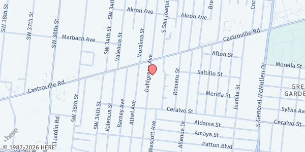 Map showing St. Martin de Porres Catholic Church at 1730 Dahlgreen Ave., San Antonio, TX