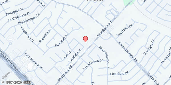 Map showing St. Matthew Catholic Church at 10703 Wurzbach Rd., San Antonio, TX