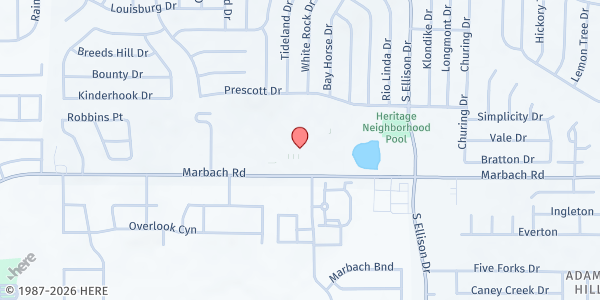 Map showing St. Rose of Lima Catholic Church - St. Vincent de Paul at 9883 Marbach Rd., San Antonio, TX