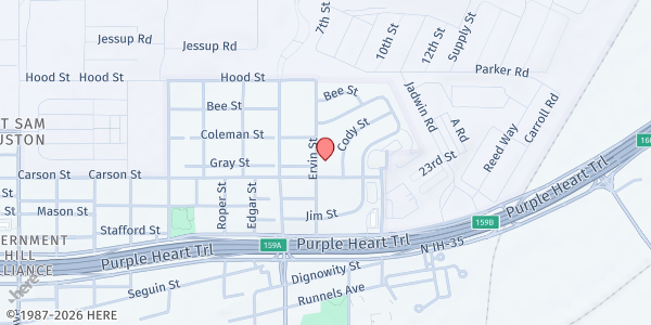 Map showing St. Stephens Baptist Church at 2011 E. Carson St., San Antonio, TX