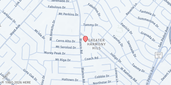 Map showing St. Vincent de Paul - Holy Spirit Catholic Church at 8134 Blanco Rd., San Antonio, TX