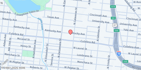 Map showing St. Vincent de Paul Society - Little Flower Basilica at 814 Kentucky Ave., San Antonio, TX