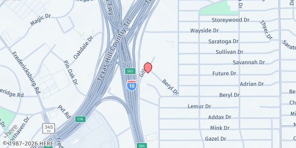 Map showing St. Vincent de Paul - St. Gregory the Great Catholic Church (Mary's House) at 720 Beryl Dr., San Antonio, TX