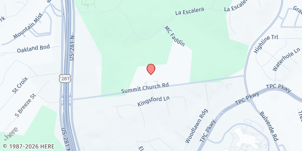 Map showing Summit Church at 2575 Marshall Rd., San Antonio, TX