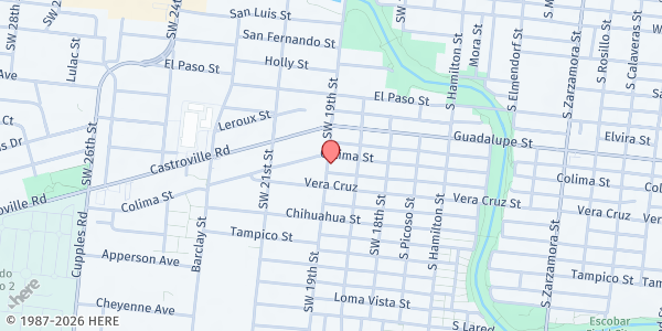 Map showing Templo Bethel Assembly of God at 3024 Colima St., San Antonio, TX
