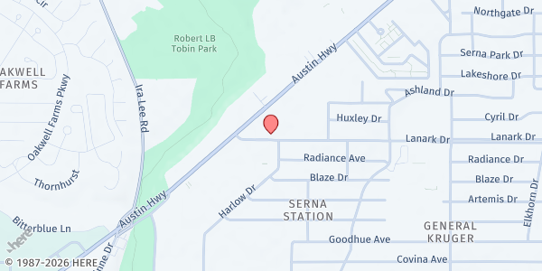 Map showing The Agape Ministry at 127 Lanark Dr., San Antonio, TX