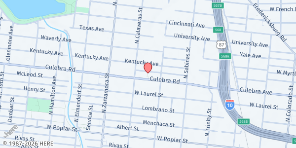 Map showing The "Exciting" West End Baptist Church at 925 Culebra Rd., San Antonio, TX