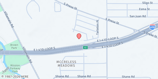 Map showing The Promised Land Church at 9403 SE Loop 410, San Antonio, TX