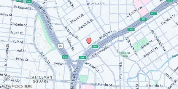 Map showing The Salvation Army - San Antonio at 515 W. Elmira St., San Antonio, TX