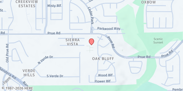 Map showing Three: 16 Church at 7760 Prue Rd, SAN ANTONIO, TX