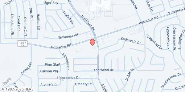 Map showing True Vine Baptist Church at 435 S. Ellison Dr., San Antonio, TX