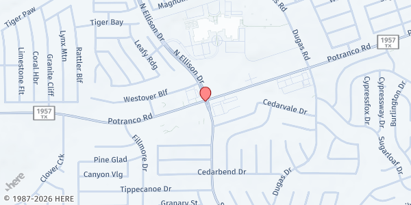 Map showing True Vine Baptist Church at 435 S ELLISON DR, SAN ANTONIO, TX