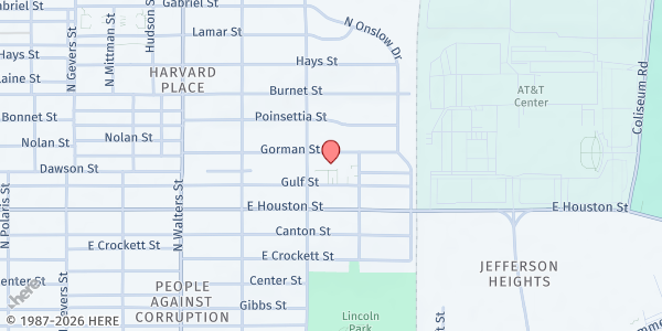Map showing Tynan Elementary School - SAISD at 925 Gulf St., San Antonio, TX