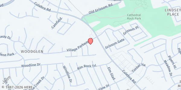 Map showing Village Parkway Baptist Church at 3002 Village Pkwy., San Antonio, TX