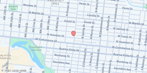 Map showing West Side Community Pantry at 3203 W. Houston St., San Antonio, TX