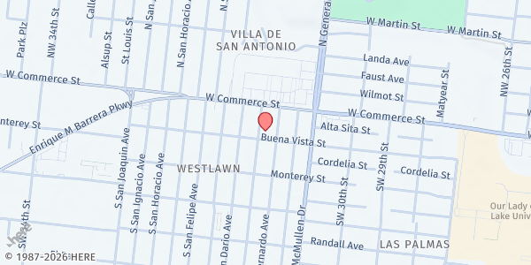 Map showing Westlawn UMC at 122 San Manuel Ave., San Antonio, TX