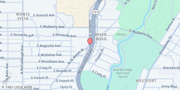 Map showing YMCA D.R. Semmes Family at 3233 N SAINT MARYS ST, SAN ANTONIO, TX