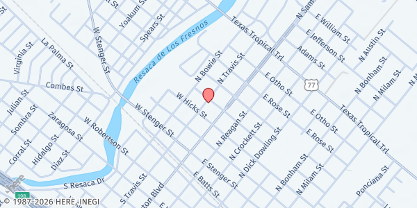 Map showing San Benito Food Pantry at 195 W. Adele St., San Benito, TX