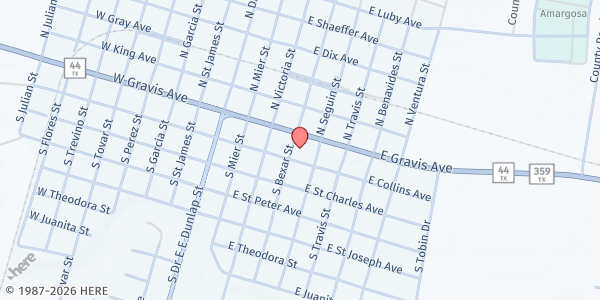 Map showing Mobile Pantry (San Diego) at 401 E. Collins Ave., San Diego, TX
