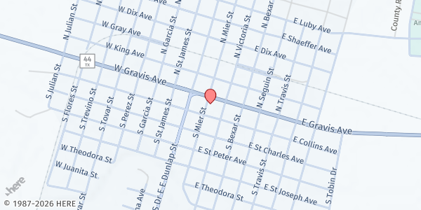 Map showing San Diego Civic Center (For Seniors Over 60) at 210 E. Gravis Ave., San Diego, TX