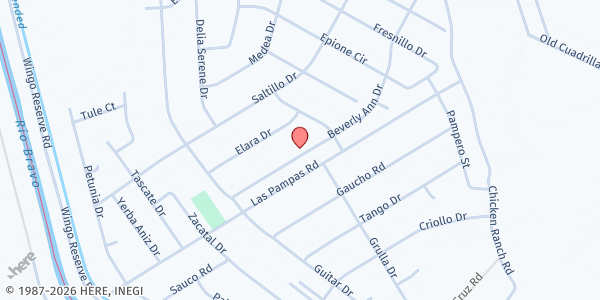 Map showing A.Y.U.D.A. Inc. at 1325 Beverly Ann, San Elizario, TX