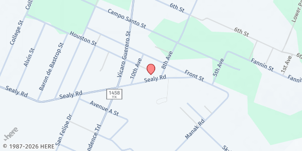 Map showing New Prairie View Baptist Church at 4795 Sealy Rd, San Felipe, TX