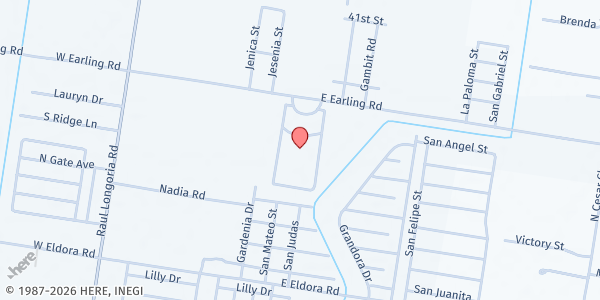 Map showing Fundacion Amor Infinito at 509 E. Earling Rd., San Juan, TX