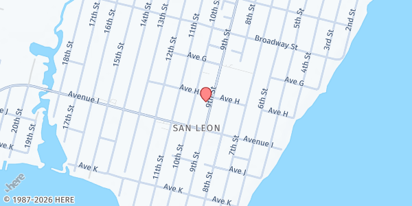Map showing San Leon Community Church at 901 Avenue H, San Leon, TX