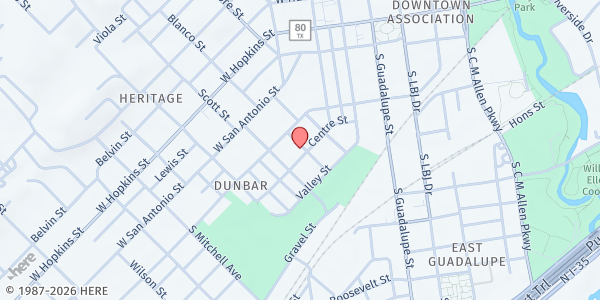 Map showing Hays County Food Bank at 220 Herndon Street, San Marcos, TX