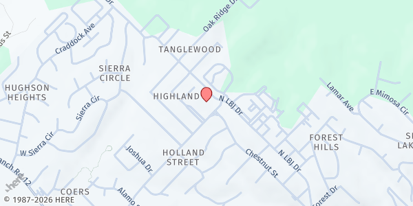 Map showing Holland Street Church of Christ at 205 E. Holland St., San Marcos, TX