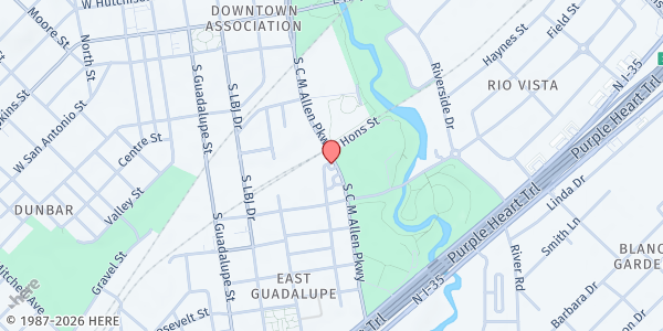 Map showing The Salvation Army - San Marcos at 300 S. CM Allen Pkwy. Ste 100, San Marcos, TX