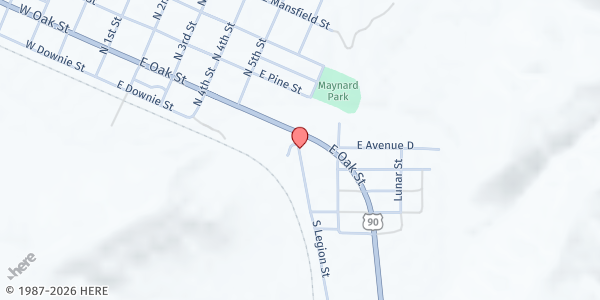 Map showing Terrell County Food Pantry at 111 Legion Rd., Sanderson, TX