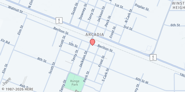 Map showing H.I.S. Ministries at 4205 Jackson St., Santa Fe, TX