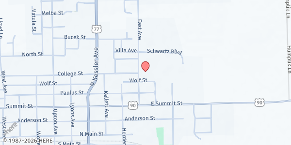 Map showing Schulenburg Area Food Pantry at 304 East Ave., Schulenburg, TX