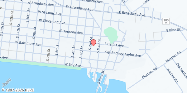 Map showing Seadrift U.M.C. Food Pantry at 104 W Baltimore Ave, Seadrift, TX