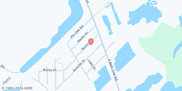 Map showing Mt. Zion Baptist Church of Sandbranch at 129 Burns Dr., Seagoville, TX