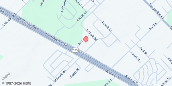 Map showing Robinwood Baptist Church at 111 E. Stark Rd., Seagoville, TX