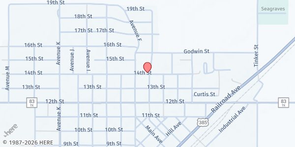 Map showing Community Center at 514 14th St., Seagraves, TX