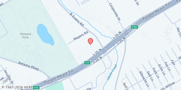 Map showing St. Vincent de Paul - Our Lady of Perpetual Help Catholic Church at 16075 N. Evans Rd., Selma, TX