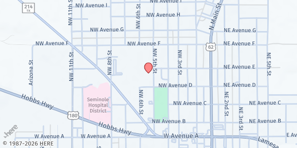 Map showing Football Stadium at 401 NW. 5th St., Seminole, TX