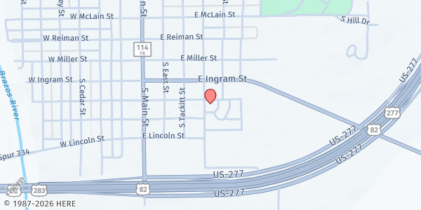 Map showing Meals On Wheels - Seymour at 500 E. Belknap St., Seymour, TX