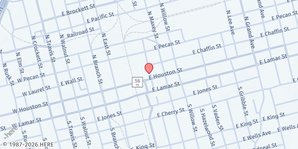 Map showing Grand Central Station at 619 E. Houston, Sherman, TX
