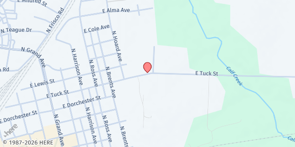 Map showing HARMONY MISSIONARY BAPTIST at 2111 E. TUCK STREET, SHERMAN, TX