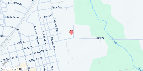 Map showing Harmony Missionary Baptist Church at 2111 E. Tuck St., Sherman, TX