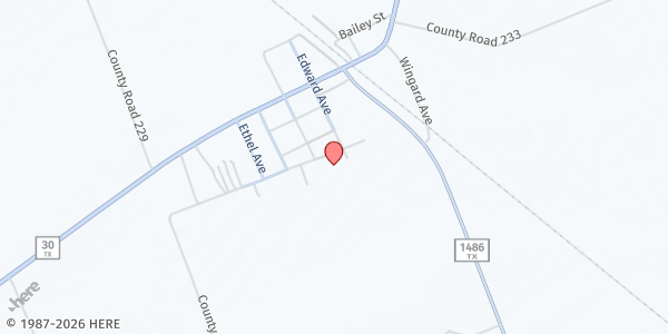 Map showing Shiro Baptist Church at 6670 Carrell St., Shiro, TX