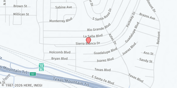 Map showing Sierra Blanca Food Pantry - County Barn at County Barn, 528 N. Williams, Sierra Blanca, TX