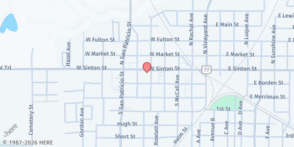 Map showing First United Methodist Church - Sinton at 405 W. Sinton St., Sinton, TX